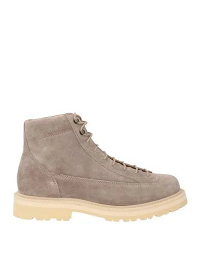 Brunello Cucinelli Man Ankle Boots Taupe Size 7 Leather In Gray