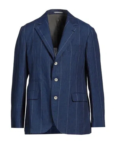Brunello Cucinelli Man Blazer Blue Size 42 Linen