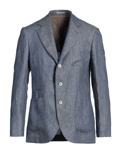 Brunello Cucinelli Man Blazer Blue Size 50 Linen