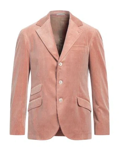 Brunello Cucinelli Man Blazer Light Brown Size 40 Cotton, Cashmere, Elastane In Pink