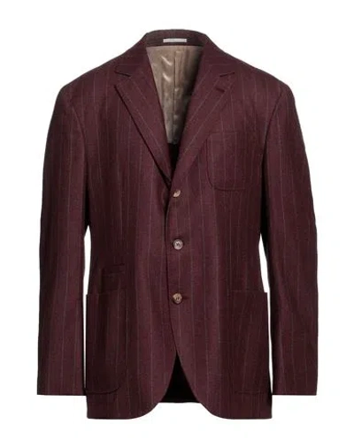 Brunello Cucinelli Man Blazer Brick Red Size 44 Wool, Mohair Wool, Cashmere