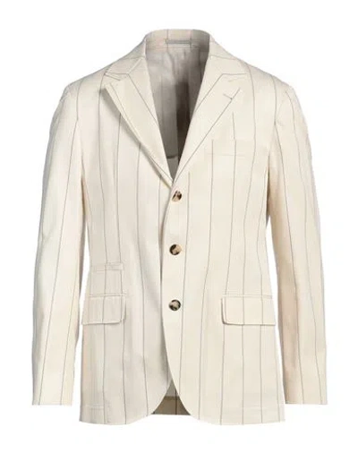Brunello Cucinelli Man Blazer Ivory Size 42 Wool, Cotton In White