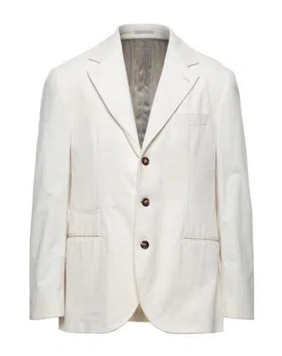 Brunello Cucinelli Man Blazer Ivory Size 44 Cotton In White