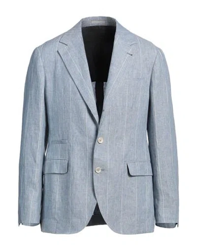 Brunello Cucinelli Man Blazer Light Blue Size 48 Linen