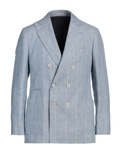 Brunello Cucinelli Man Blazer Light Blue Size 50 Linen