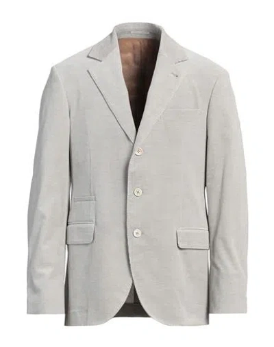 Brunello Cucinelli Man Blazer Light Grey Size 40 Cotton, Cashmere, Elastane In Gray