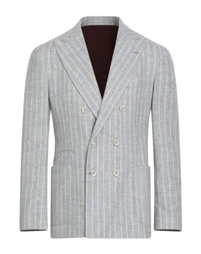 Brunello Cucinelli Man Blazer Light Grey Size 42 Alpaca Wool, Wool, Polyester, Elastane In Multi