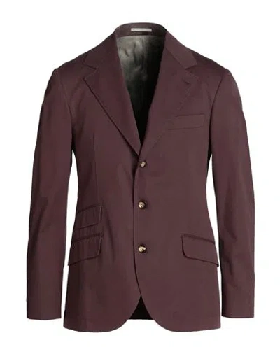 Brunello Cucinelli Man Blazer Mauve Size 40 Cotton, Cashmere, Elastane In Purple