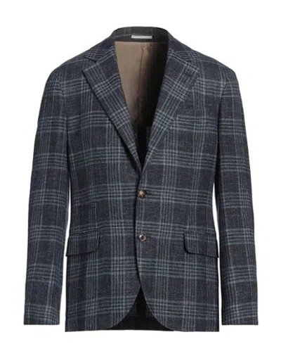 Brunello Cucinelli Man Blazer Midnight Blue Size 42 Wool, Silk, Linen