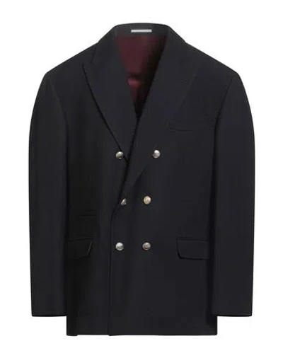 Brunello Cucinelli Man Blazer Midnight Blue Size 46 Wool, Elastane In Black