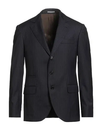 Brunello Cucinelli Man Blazer Midnight Blue Size 48 Virgin Wool In Black