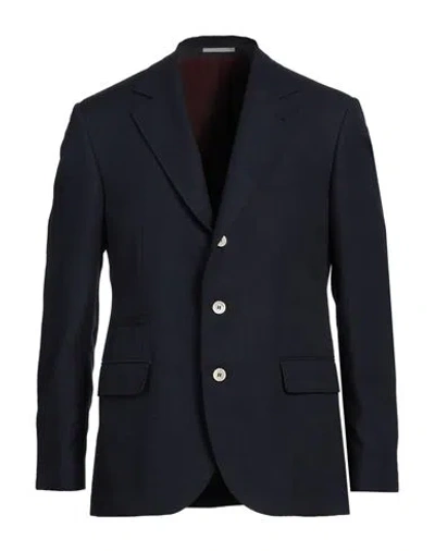 Brunello Cucinelli Man Blazer Midnight Blue Size 50 Cotton, Virgin Wool