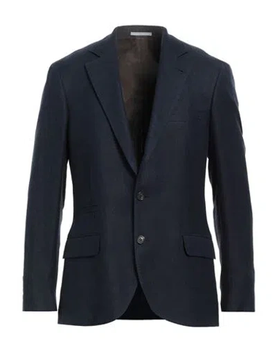 Brunello Cucinelli Man Blazer Navy Blue Size 44 Linen, Wool, Silk