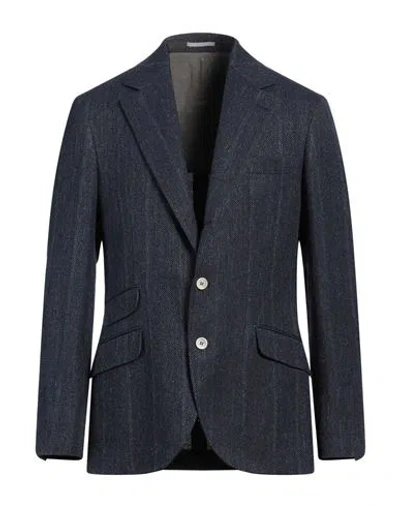 Brunello Cucinelli Man Blazer Navy Size 46 Linen, Silk, Wool, Cotton