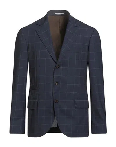 Brunello Cucinelli Man Blazer Navy Size 44 Virgin Wool In Blue