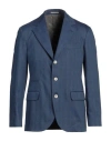 Brunello Cucinelli Man Blazer Navy Size 46 Linen, Virgin Wool In Navy