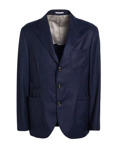 Brunello Cucinelli Man Blazer Navy Size 46 Virgin Wool In Blue