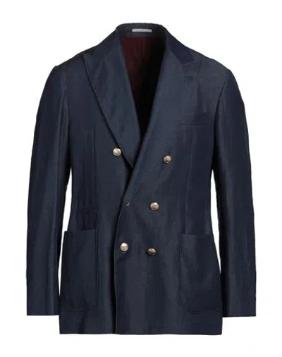 Brunello Cucinelli Man Blazer Navy Size 42 Wool, Linen
