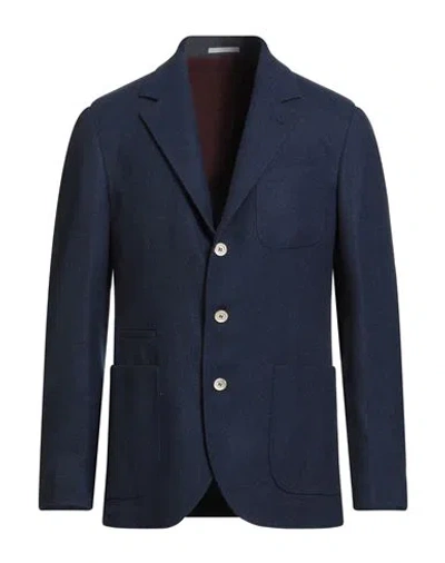 Brunello Cucinelli Man Blazer Navy Size 46 Wool, Silk, Cashmere In Blue