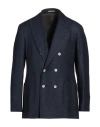 Brunello Cucinelli Man Blazer Navy Size 48 Wool, Linen, Silk, Ramie In Navy