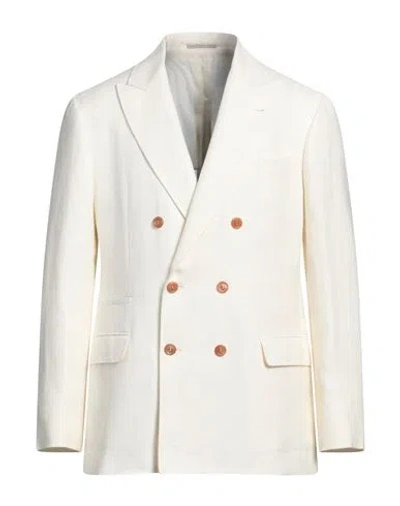 Brunello Cucinelli Man Blazer Off White Size 42 Linen, Wool, Silk