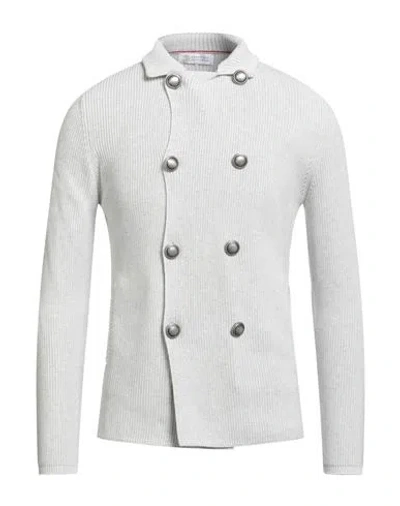 Brunello Cucinelli Man Cardigan Light Grey Size 46 Cotton In Gray