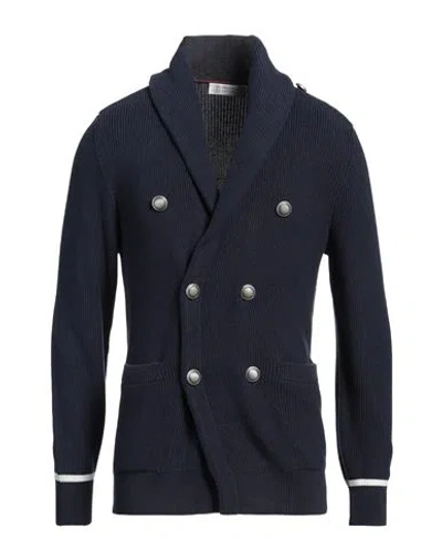 Brunello Cucinelli Man Cardigan Midnight Blue Size 44 Cotton