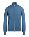 Brunello Cucinelli Man Cardigan Slate Blue Size 46 Virgin Wool, Cashmere In Blue