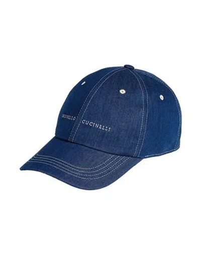 Brunello Cucinelli Man Hat Blue Size L Cotton, Leather