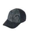 Brunello Cucinelli Man Hat Charcoal Size M Cotton, Cashmere, Leather In Gray