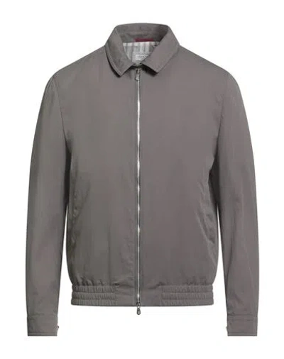 Brunello Cucinelli Man Jacket Grey Size 46 Cotton, Polyamide In Gray