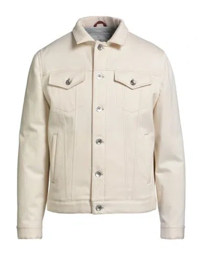 Brunello Cucinelli Man Jacket Ivory Size 40 Cotton, Cashmere, Polyamide, Elastane In White