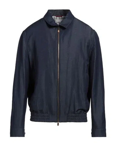 Brunello Cucinelli Man Jacket Midnight Blue Size 44 Wool, Linen
