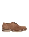 Brunello Cucinelli Suede Derby Shoes With Lace Closure In Brown
