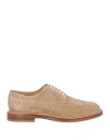 Brunello Cucinelli Man Lace-up Shoes Sand Size 9 Leather In Khaki