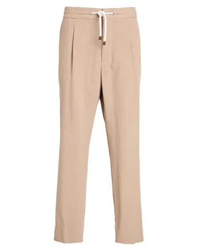 Brunello Cucinelli Man Pants Beige Size 38 Linen In Brown