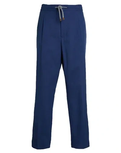 Brunello Cucinelli Man Pants Blue Size 40 Linen, Wool