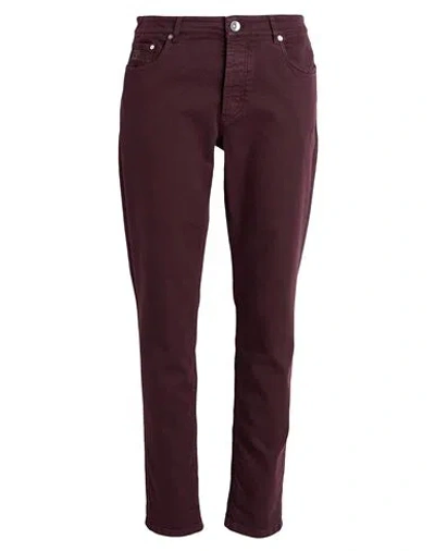 BRUNELLO CUCINELLI BRUNELLO CUCINELLI MAN PANTS PLUM SIZE 40 COTTON, ELASTANE, LEATHER