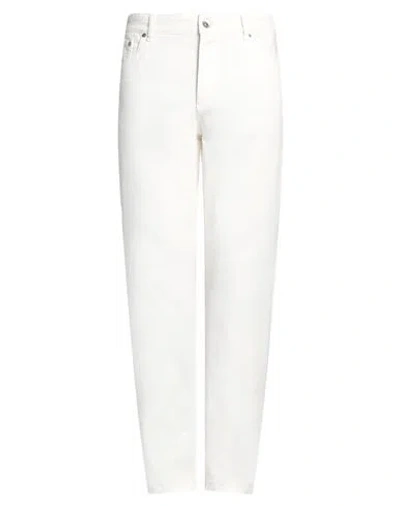 Brunello Cucinelli Man Pants White Size 34 Cotton, Elastane, Leather In White