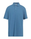 Brunello Cucinelli Man Polo Shirt Azure Size 50 Cotton In Blue