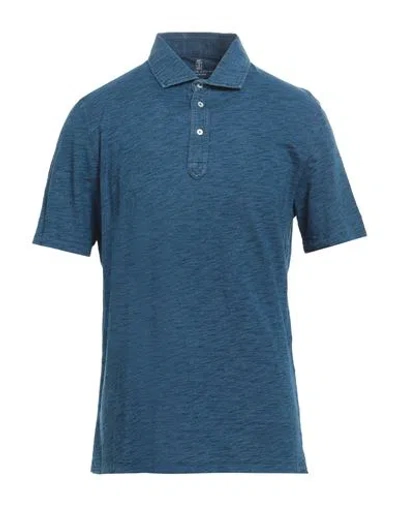 Brunello Cucinelli Man Polo Shirt Blue Size 3xl Cotton