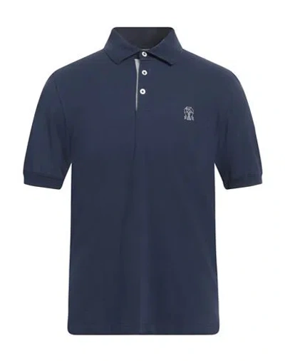 Brunello Cucinelli Man Polo Shirt Blue Size S Cotton In Blue