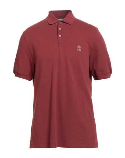 Brunello Cucinelli Man Polo Shirt Brick Size 3xl Cotton In Red