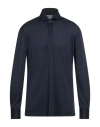 Brunello Cucinelli Man Polo Shirt Midnight Blue Size Xl Silk, Cotton In Blue