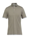 Brunello Cucinelli Man Polo Shirt Military Green Size 3xl Cotton In Gray