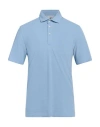 Brunello Cucinelli Man Polo Shirt Sky Blue Size M Cotton