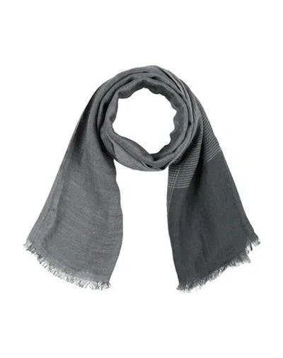 Brunello Cucinelli Man Scarf Lead Size - Silk, Linen In Gray