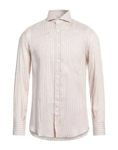 Brunello Cucinelli Man Shirt Beige Size M Linen, Lyocell In Beige