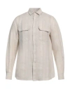 Brunello Cucinelli Man Shirt Beige Size L Linen In Beige