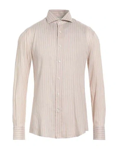 Brunello Cucinelli Man Shirt Beige Size Xxl Linen, Lyocell, Cotton